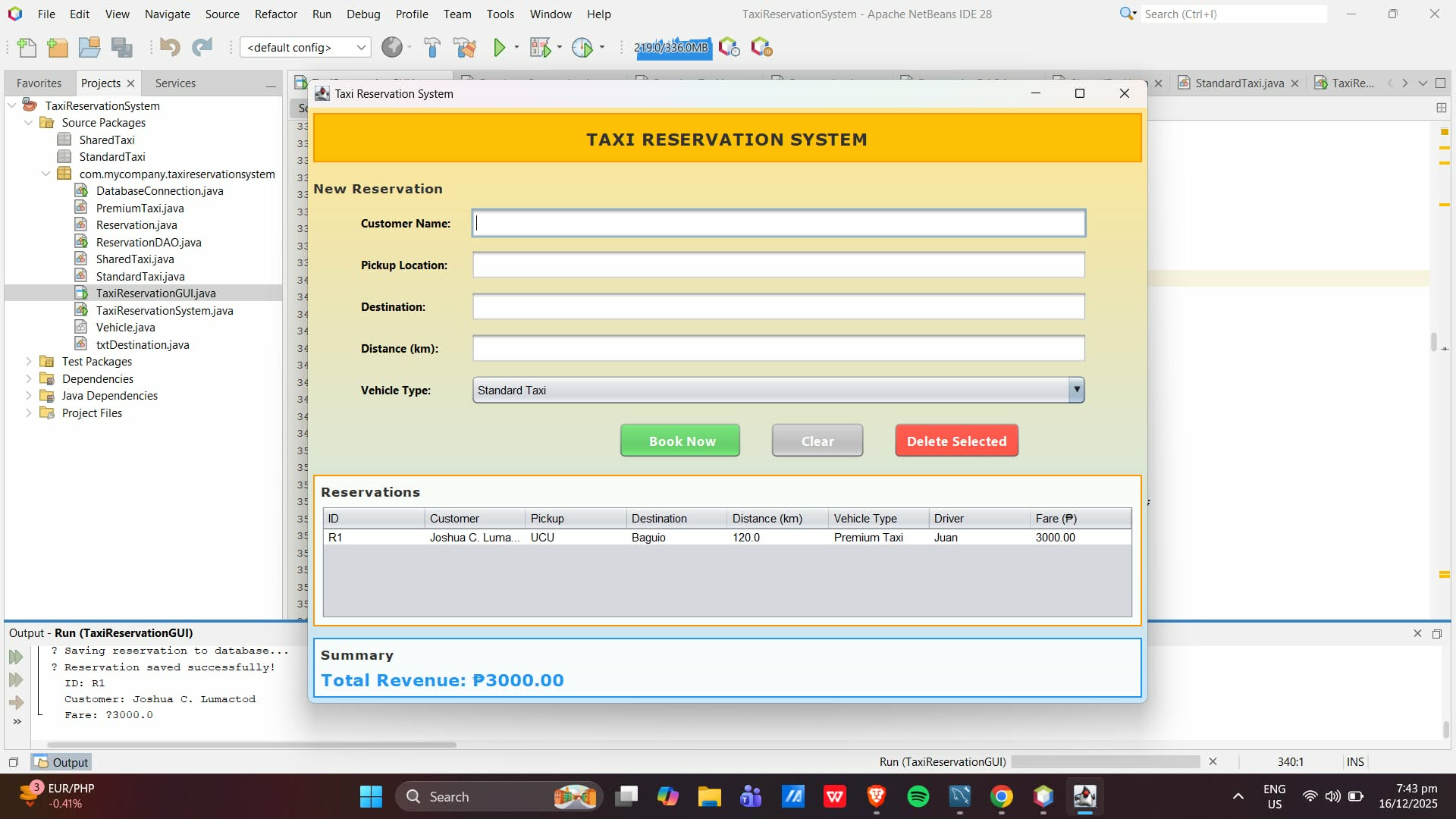 Taxi Reservation System